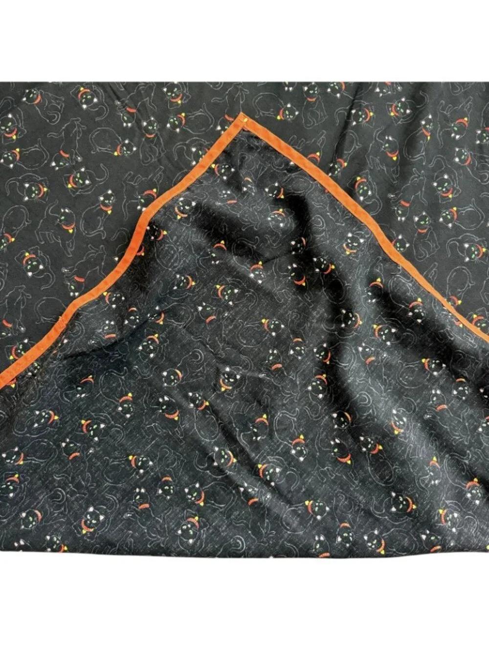 VTG Black Cat Halloween Square Card Table Tablecloth Cotton Whimsigoth Witchy